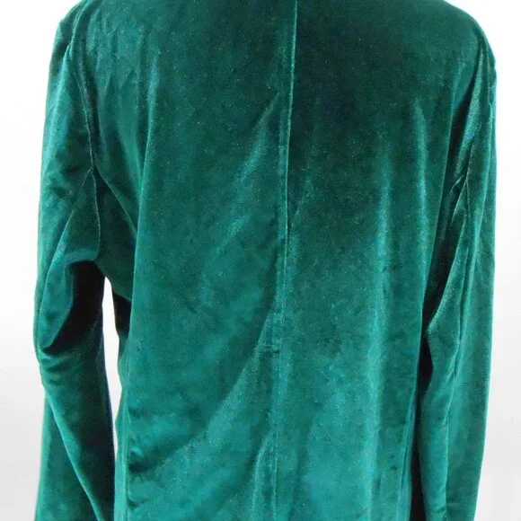 Women's Dark Green Velvet One Button Lapel Collared Blazer Slim Fit Jacket Sz-L? - Picture 3 of 7